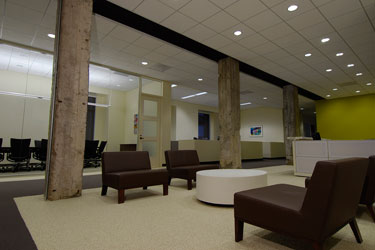 Reception area looking into the board room